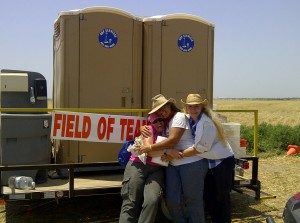 From the left – Dr. Kierstin Bible, Levi Clifton and Charlene Wilson, after a long, hot day in service to Oklahoma farmers.