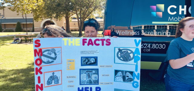 Information on effects of cigarettes and vaping was given during Wellness week on campus at Crowder College by a local nursing student. 
